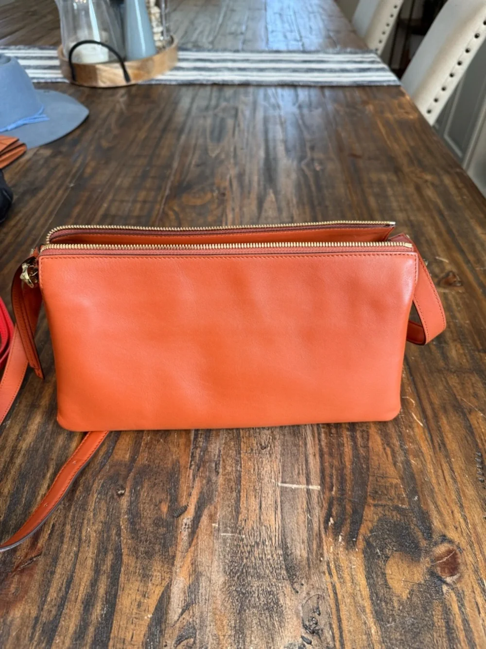 MCM Terracotta Orange Leather Shoulder Bag with Embossed Logo - Picture 2 of 5